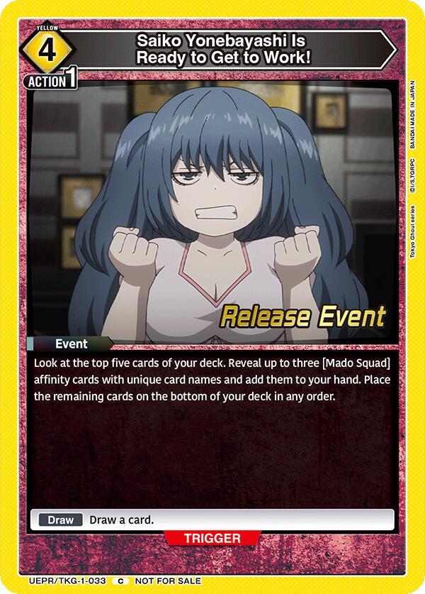 Saiko Yonebayashi Is Ready to Get to Work!, UE18BT: Tokyo Ghoul Release Event Cards UEPR/TKG-1-033