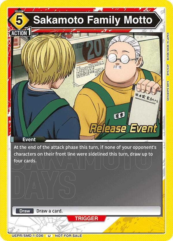 Sakamoto Family Motto, UE19BT: SAKAMOTO DAYS Release Event Cards UE19BT/SMD-1-036