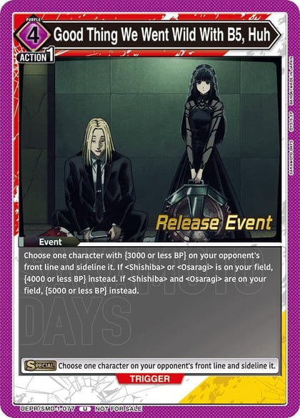 Good Thing We Went Wild With B5, Huh, UE19BT: SAKAMOTO DAYS Release Event Cards UE19BT/SMD-1-077