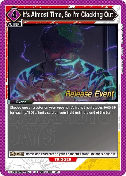 It's Almost Time, So I'm Clocking Out, UE19BT: SAKAMOTO DAYS Release Event Cards UE19BT/SMD-1-078