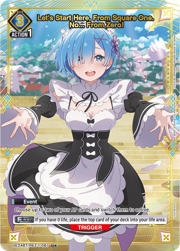 Let's Start Here, From Square One. No... From Zero! (U*), UE24BT: Re:ZERO -Starting Life in Another World- UE24BT/REZ-1-061