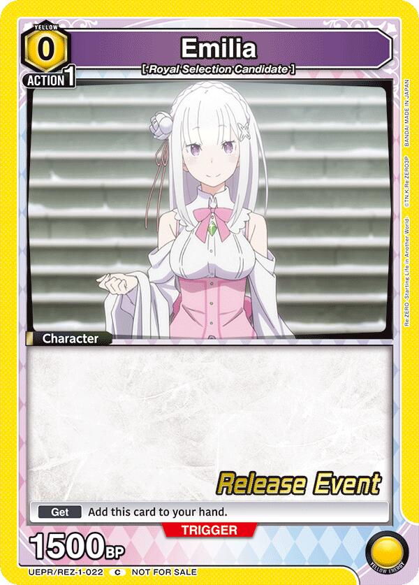 Emilia (022), UE24BT: Re:ZERO -Starting Life in Another World- Release Event Cards UEPR/REZ-1-022