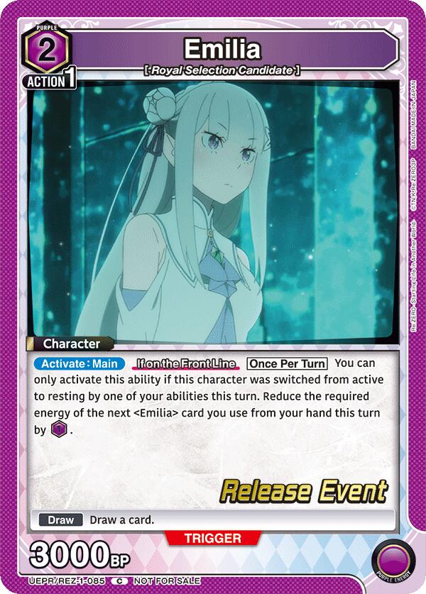 Emilia (085), UE24BT: Re:ZERO -Starting Life in Another World- Release Event Cards UEPR/REZ-1-085