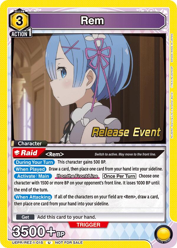 Rem (015), UE24BT: Re:ZERO -Starting Life in Another World- Release Event Cards UEPR/REZ-1-015