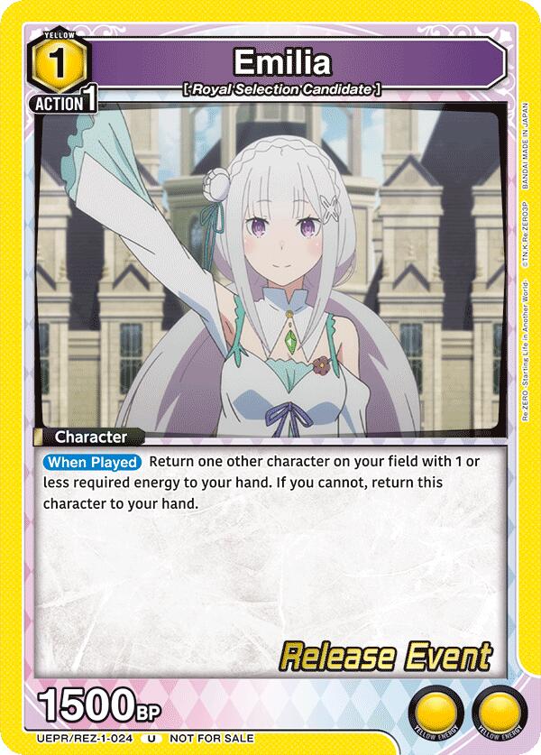 Emilia (024), UE24BT: Re:ZERO -Starting Life in Another World- Release Event Cards UEPR/REZ-1-024
