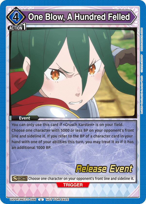 One Blow, A Hundred Felled, UE24BT: Re:ZERO -Starting Life in Another World- Release Event Cards UEPR/REZ-1-066
