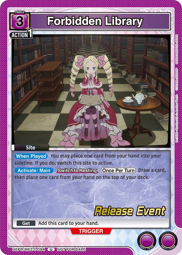 Forbidden Library, UE24BT: Re:ZERO -Starting Life in Another World- Release Event Cards UEPR/REZ-1-094