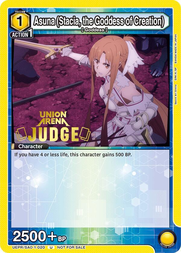 Asuna (Stacia, the Goddess of Creation) (Judge Pack), Union Arena Promotion Cards UEPR/SAO-1-020