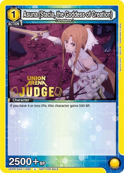 Asuna (Stacia, the Goddess of Creation) (Judge Pack), Union Arena Promotion Cards UEPR/SAO-1-020