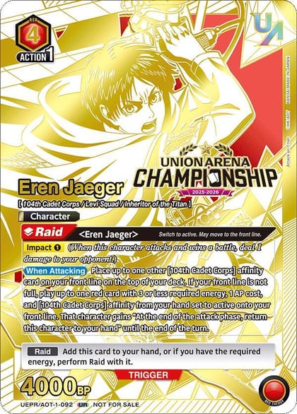 Eren Jaeger (Regionals 25-26), Union Arena Promotion Cards UEPR/AOT-1-092
