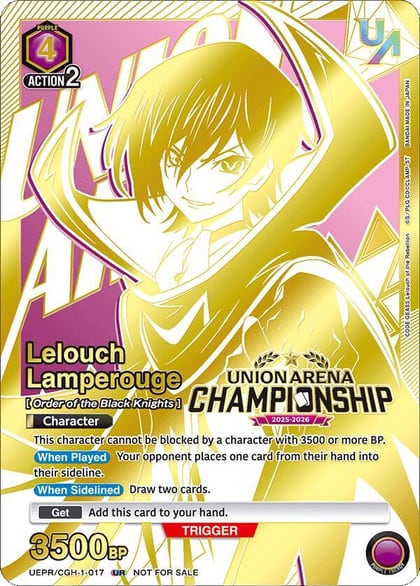 Lelouch Lamperouge (Regionals 25-26), Union Arena Promotion Cards UEPR/CGH-1-017