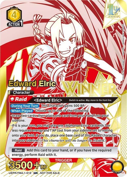 Edward Elric (012) (Winner), Union Arena Promotion Cards UEPR/FMA-1-012