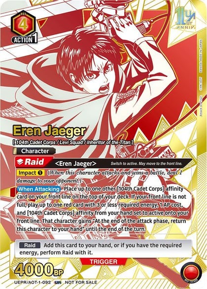 Eren Jaeger (092), Union Arena Promotion Cards UEPR/AOT-1-092