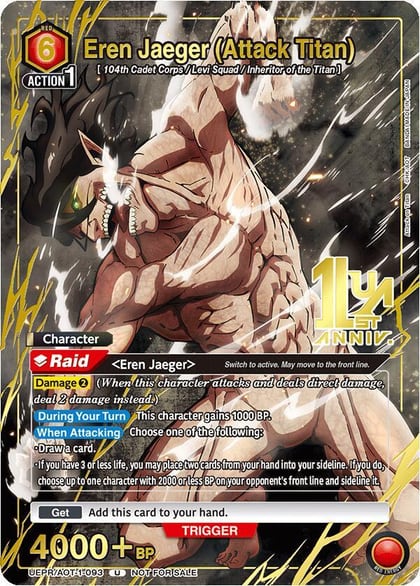 Eren Jaeger (Attack Titan) (093) (Gold), Union Arena Promotion Cards UEPR/AOT-1-093