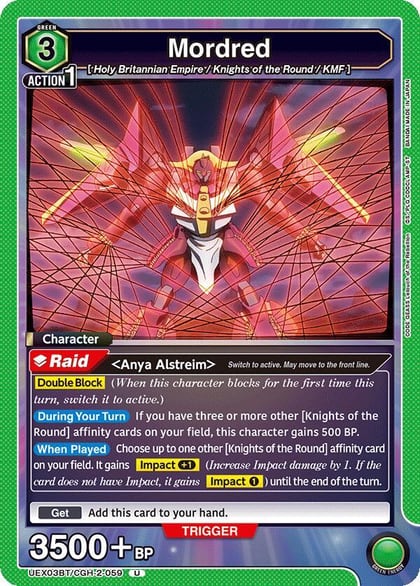 Mordred, UEX03BT: CODE GEASS: Lelouch of the Rebellion Vol.2 UEX03BT/CGH-2-059