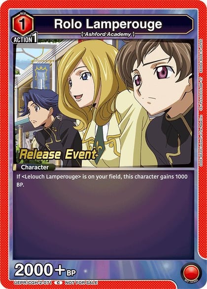 Rolo Lamperouge (071), UEX03BT: CODE GEASS: Lelouch of the Rebellion Vol.2 Release Event Cards UEPR/CGH-2-071