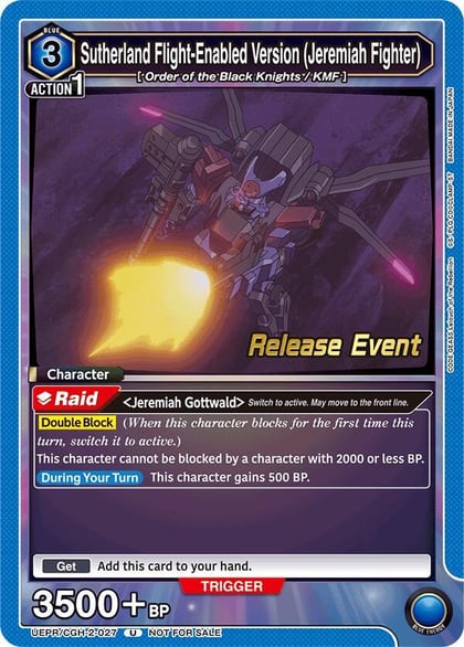 Sutherland Flight-Enabled Version (Jeremiah Fighter), UEX03BT: CODE GEASS: Lelouch of the Rebellion Vol.2 Release Event Cards UEPR/CGH-2-027