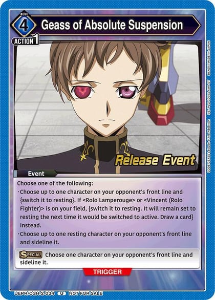 Geass of Absolute Suspension, UEX03BT: CODE GEASS: Lelouch of the Rebellion Vol.2 Release Event Cards UEPR/CGH-2-034