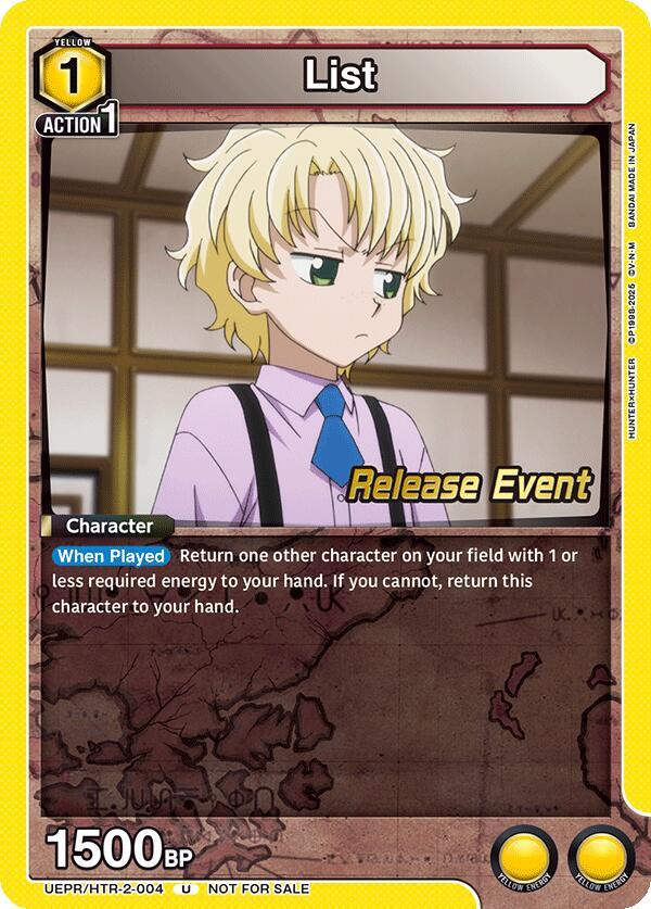 List, UEX04BT: HUNTER X HUNTER Vol.2 Release Event Cards UEPR/HTR-2-004