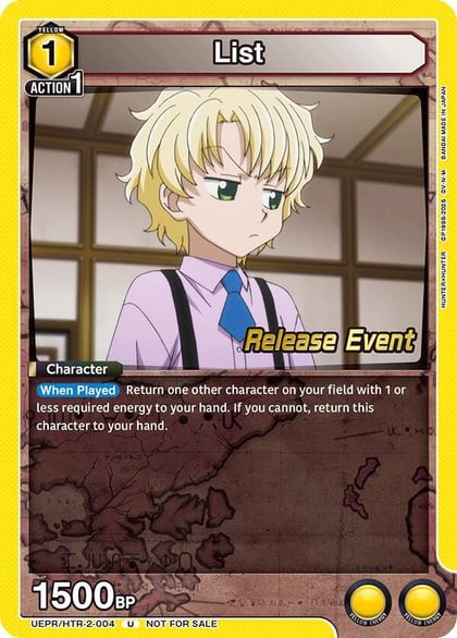 List, UEX04BT: HUNTER X HUNTER Vol.2 Release Event Cards UEPR/HTR-2-004