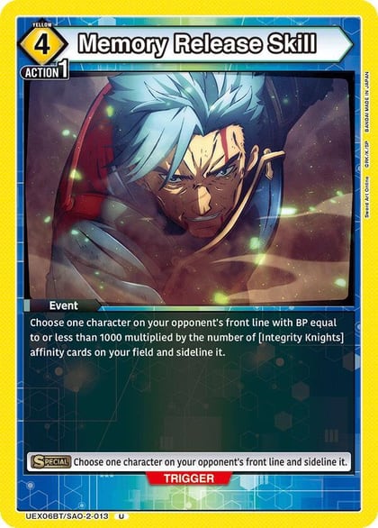 Memory Release Skill, UEX06BT: Sword Art Online Vol.2 UEX06BT/SAO-2-013