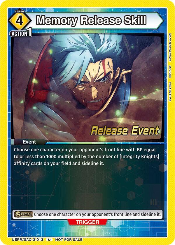 Memory Release Skill, UEX06BT: Sword Art Online Vol.2 Release Event Cards UEPR/SAO-2-013