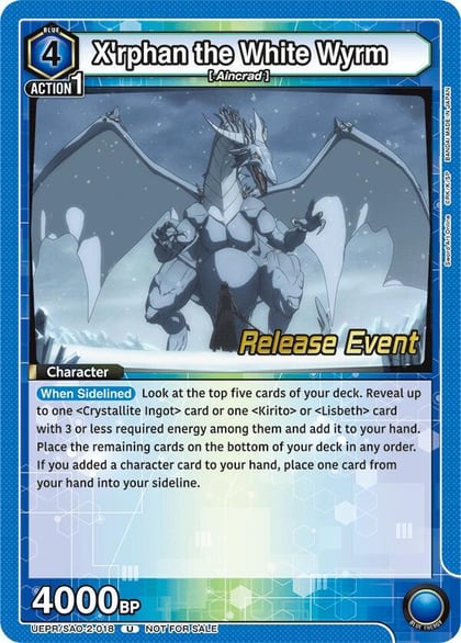 X'rphan the White Wyrm, UEX06BT: Sword Art Online Vol.2 Release Event Cards UEPR/SAO-2-018