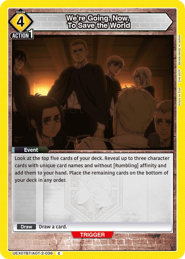 We're Going. Now. To Save the World, UEX07BT: Attack on Titan Vol. 2 UEX07BT/AOT-2-036