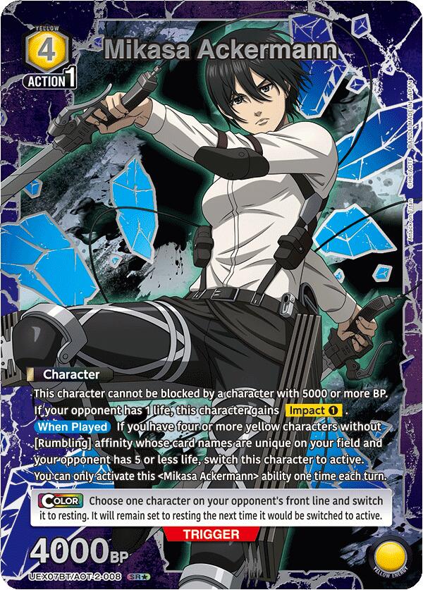 Mikasa Ackermann (008) (Box Topper Silver Foil), UEX07BT: Attack on Titan Vol. 2 UEX07BT/AOT-2-008
