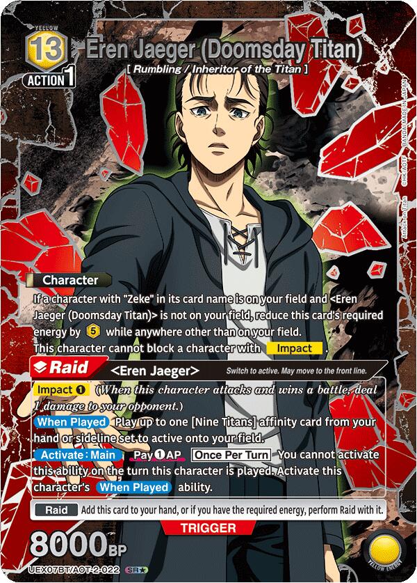 Eren Jaeger (Doomsday Titan) (Box Topper Silver Foil), UEX07BT: Attack on Titan Vol. 2 UEX07BT/AOT-2-022