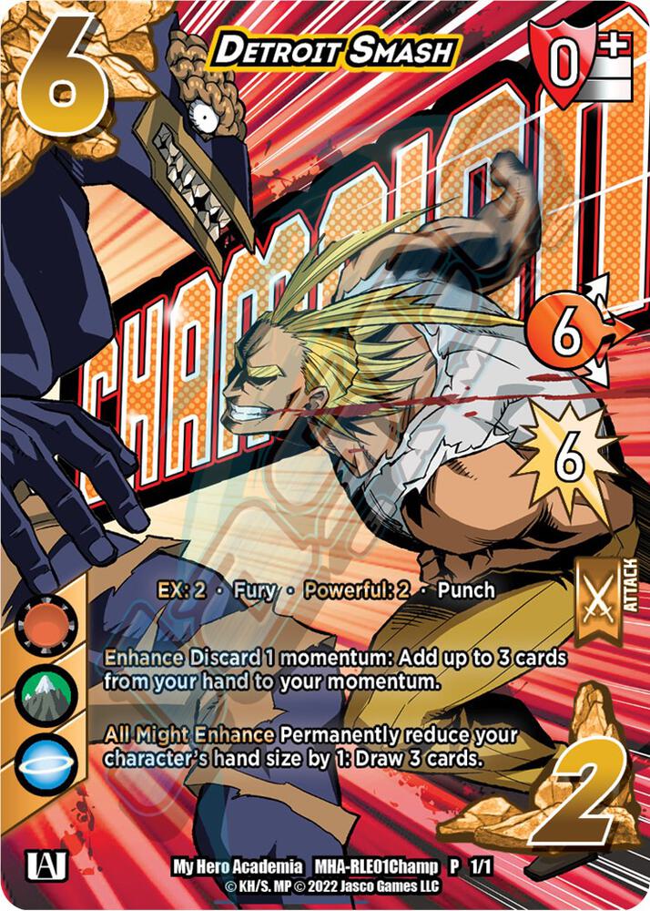 Detroit Smash (Regional License Exam 2021 Champion), UniVersus: My Hero Academia Promo Cards MHA-RLE01Champ P 1/1