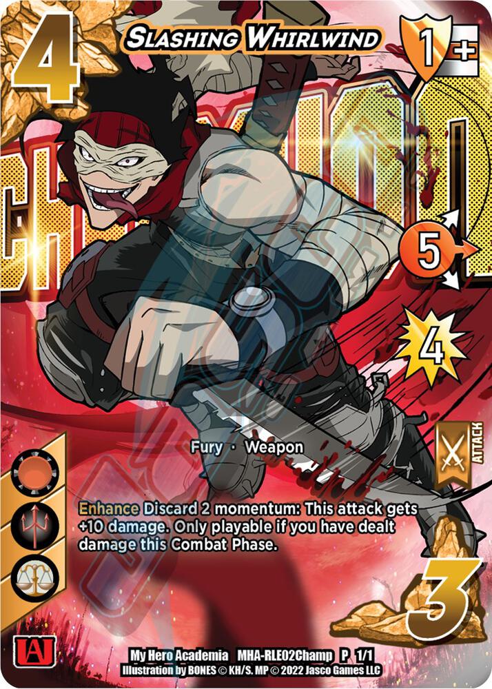 Slashing Whirlwind (Regional License Exam 2022 Champion), UniVersus: My Hero Academia Promo Cards MHA-RLE02Champ P 1/1