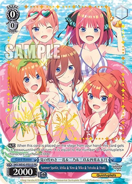 Summer Sparkle, Ichika & Nino & Miku & Yotsuba & Itsuki (PR) (Foil), The Quintessential Quintuplets Specials Premium Booster 5HY/WE43-PE01S PR