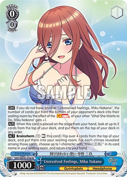 Unresolved Feelings, Miku Nakano, The Quintessential Quintuplets Specials Premium Booster 5HY/WE43-E38 N
