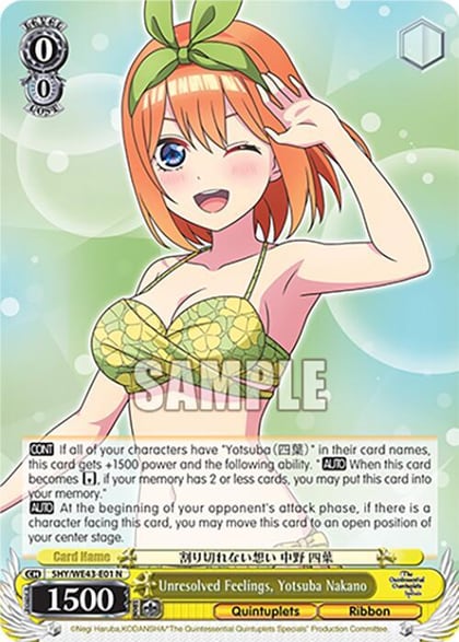 Unresolved Feelings, Yotsuba Nakano, The Quintessential Quintuplets Specials Premium Booster 5HY/WE43-E01 N