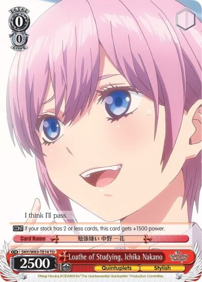 Loathe of Studying, Ichika Nakano, The Quintessential Quintuplets 5HY/W83-TE14 TD
