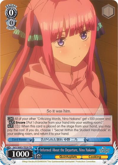 Informed About the Departure, Nino Nakano, The Quintessential Quintuplets 5HY/W83-TE29 TD