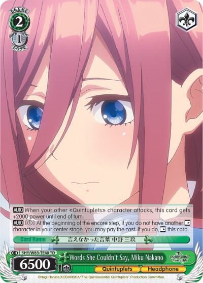 Words She Couldn't Say, Miku Nakano, The Quintessential Quintuplets 5HY/W83-TE40 TD