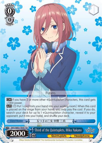 Third of the Quintuplets, Miku Nakano, The Quintessential Quintuplets 5HY/W83-TE45 TD