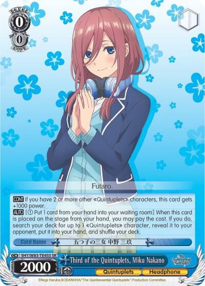 Third of the Quintuplets, Miku Nakano (SR), The Quintessential Quintuplets 5HY/W83-TE45S SR