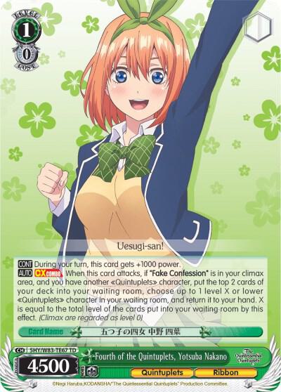 Fourth of the Quintuplets, Yotsuba Nakano, The Quintessential Quintuplets 5HY/W83-TE67 TD