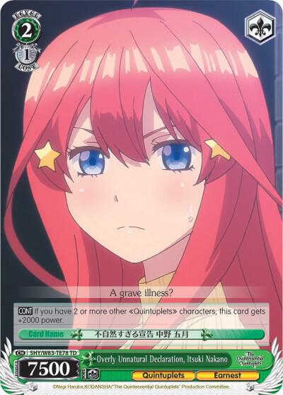 Overly Unnatural Declaration, Itsuki Nakano, The Quintessential Quintuplets 5HY/W83-TE78 TD