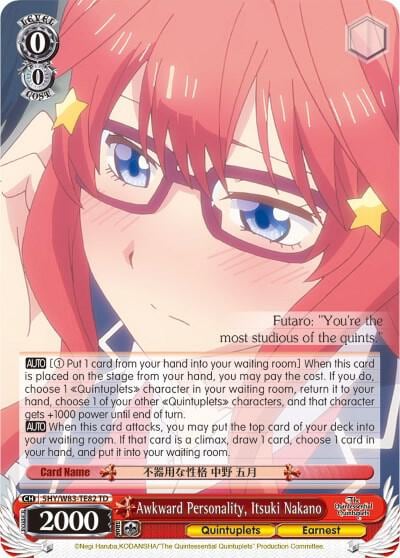 Awkward Personality, Itsuki Nakano, The Quintessential Quintuplets 5HY/W83-TE82 TD