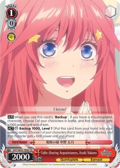 Table-Sharing Acquaintances, Itsuki Nakano, The Quintessential Quintuplets 5HY/W83-TE84 TD