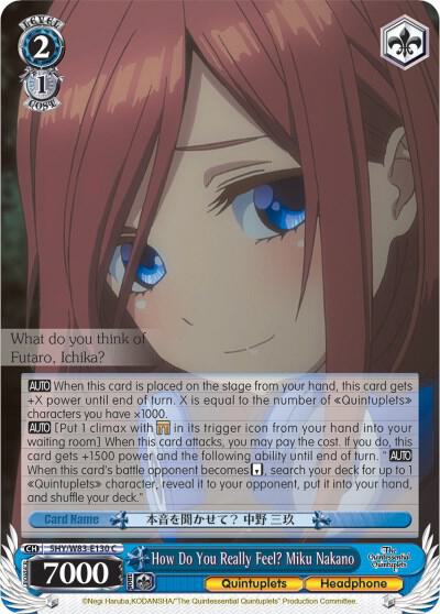 How Do You Really Feel? Miku Nakano, The Quintessential Quintuplets 5HY/W83-E130 C