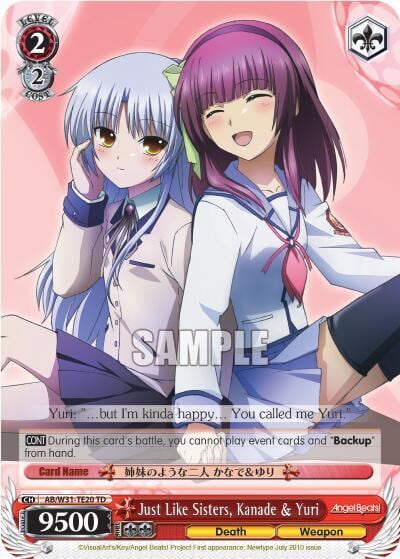 Just Like Sisters, Kanade & Yuri, Angel Beats! Re:Edit AB/W31-TE20 TD