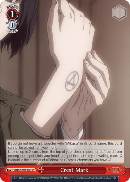 Crest Mark, Attack On Titan: Final Season AOT/SX04-063 U