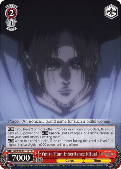 Ymir: Titan Inheritance Ritual, Attack On Titan: Final Season AOT/SX04-116 PR