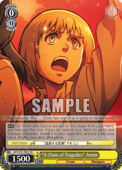 "A Chain of Tragedies" Armin, Attack on Titan AOT/S35-TE03 TD