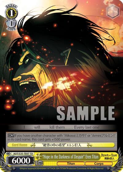 "Hope in the Darkness of Despair" Eren TItan, Attack on Titan AOT/S35-TE07 TD